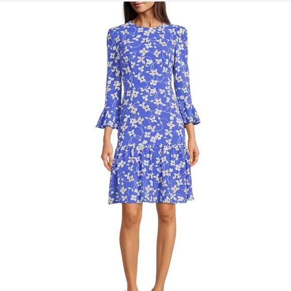 Eliza J Floral Print Flounce Hem A-Line Dress - Picture 1 of 8